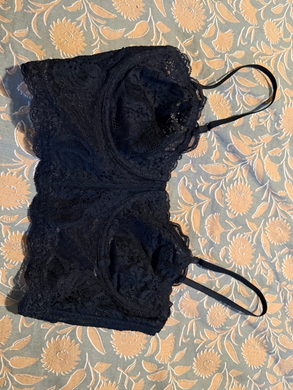 Free People Black Lace Longline Bralette